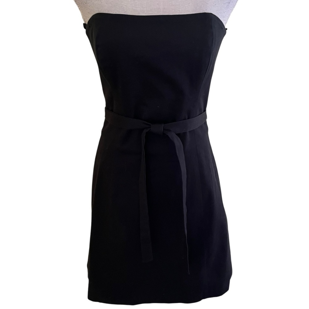 White House Black Market Black Strapless Stretch Cotton Aline Dress 4